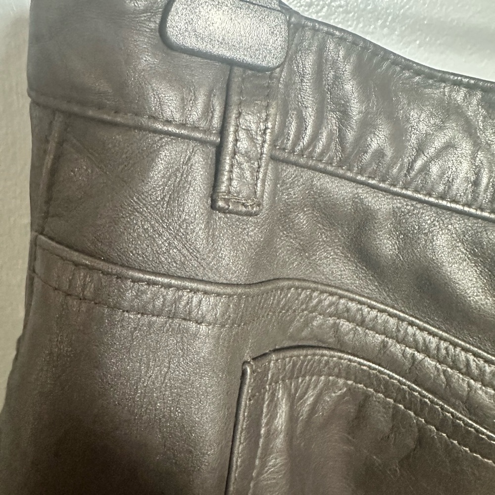 Nine West Dark Brown 100% Leather Trousers 14 - Picture 3 of 8